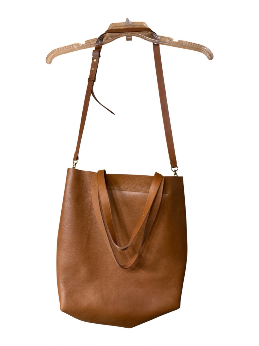 Madewell Leather Transport Tote Bag Medium Crossbody Strap English Saddle Brown